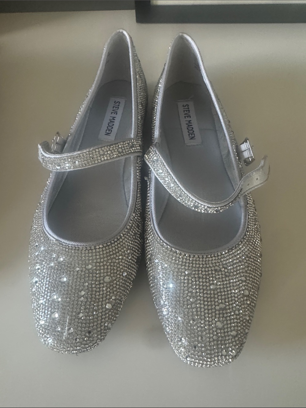 Steve Madden Silver Rhinestone Mary Jane Girls' Dress Shoes